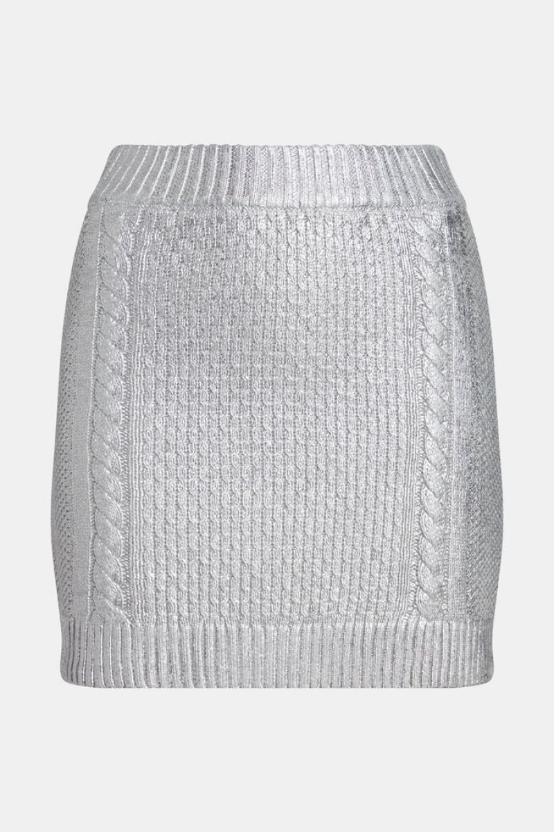Dámské Sukně Esprit Metallic Cable Knit Mini Stříbrné | BQD364879