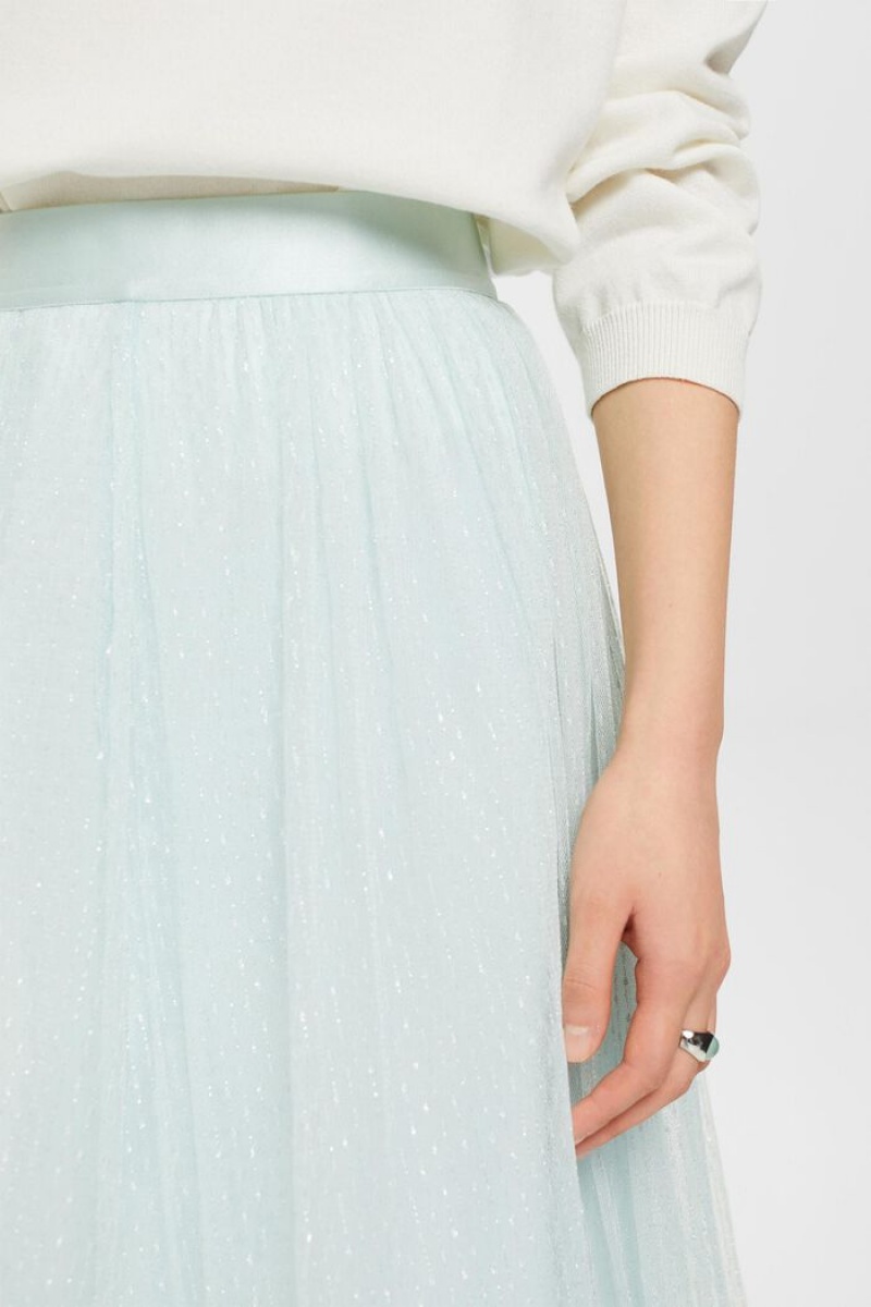Dámské Sukně Esprit Midi With Glitter Effect Světle Tyrkysové Zelene | ZFP921045