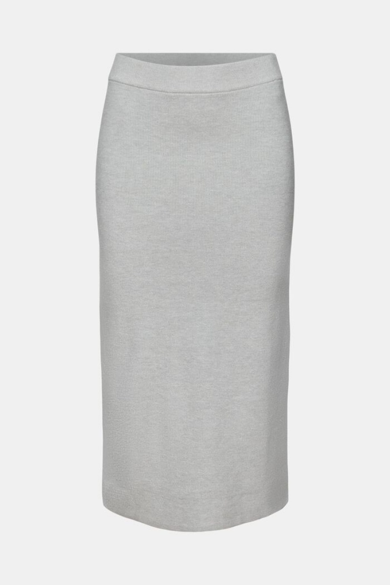 Dámské Sukně Esprit Rib-knit Midi Světle Šedé | XWD730615