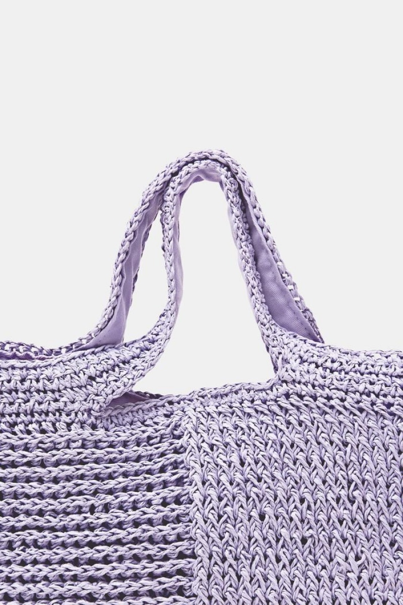 Dámské Tašky Esprit Faux Læder Trim Woven Raffia Fialové | MOZ821064