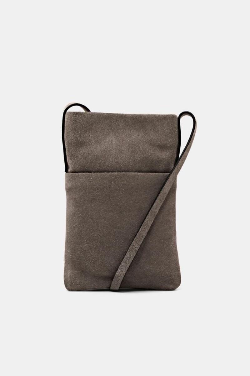 Dámské Tašky Esprit Semišové Phone Sleeve Šedé Hnědé | VSC234950