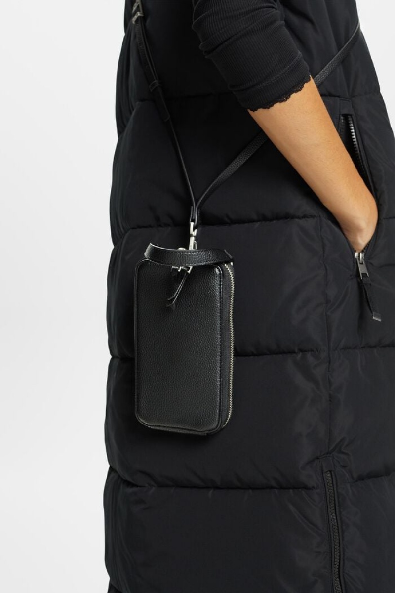 Dámské Tašky Esprit Veganské Læder Phone Sleeve Černé | ORI639472