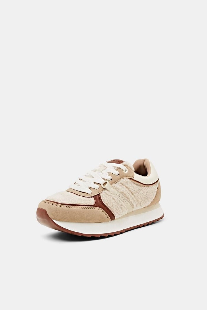 Dámské Tenisky Esprit Faux Læder With Teddy Fur Béžový | ALZ908742