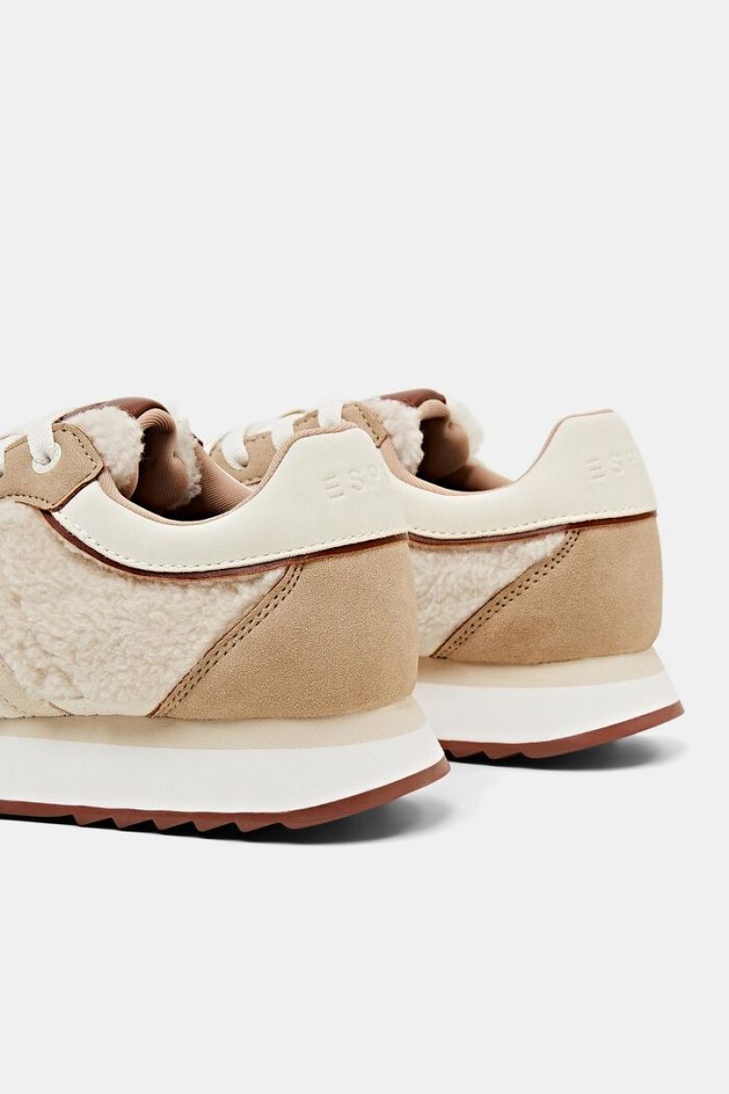 Dámské Tenisky Esprit Faux Læder With Teddy Fur Béžový | ALZ908742