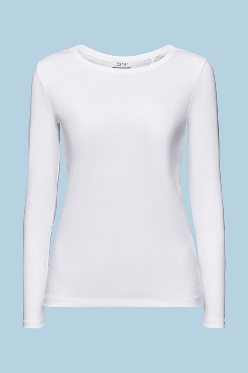 Dámské Topy Esprit Crewneck Long Sleeve Bílé | APX857140
