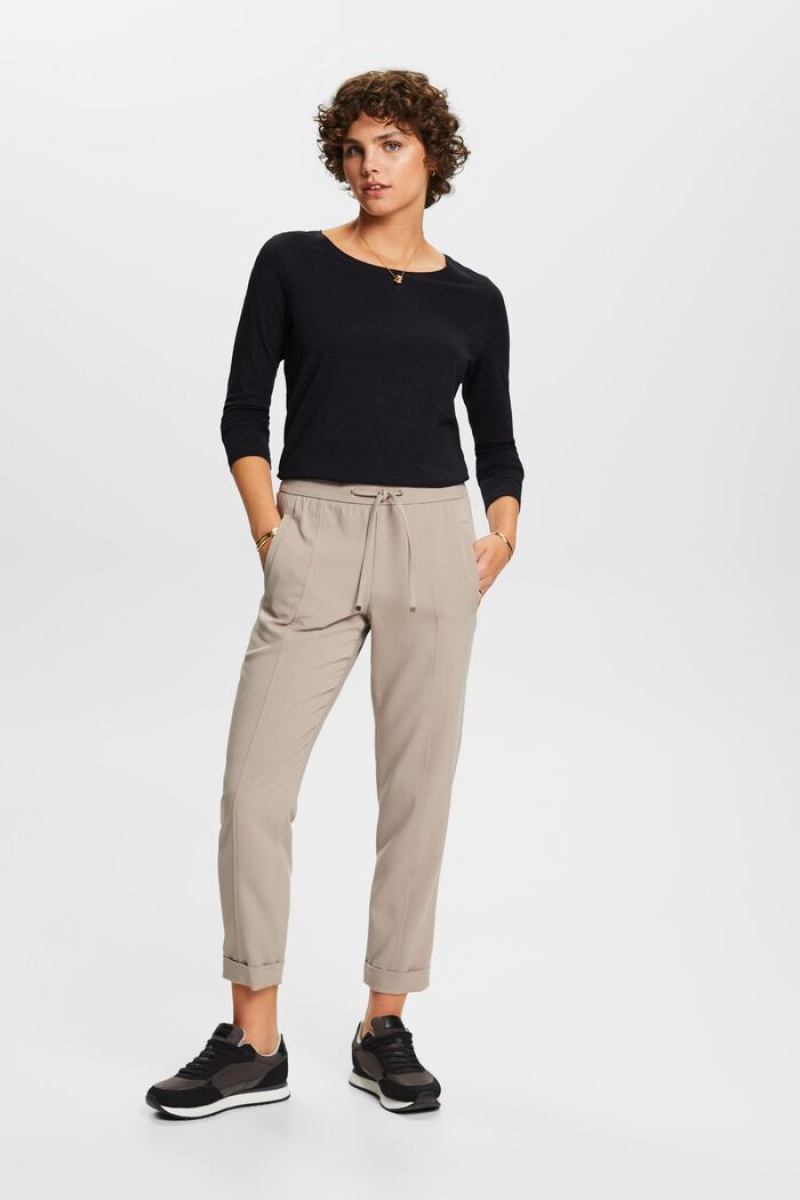 Dámské Topy Esprit Jersey Long Sleeve,100% Bavlněné Černé | HRU298357