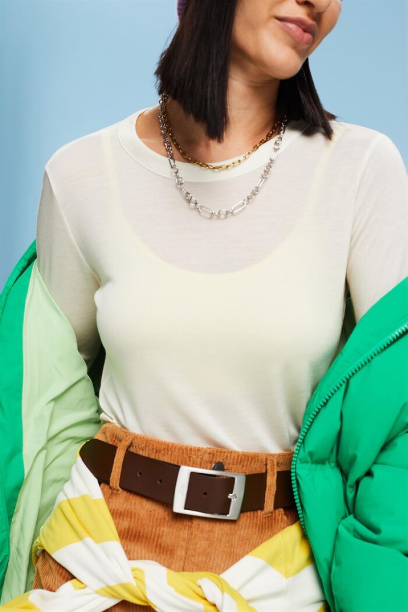 Dámské Topy Esprit Jersey Longsleeve Bílé | DOZ426790