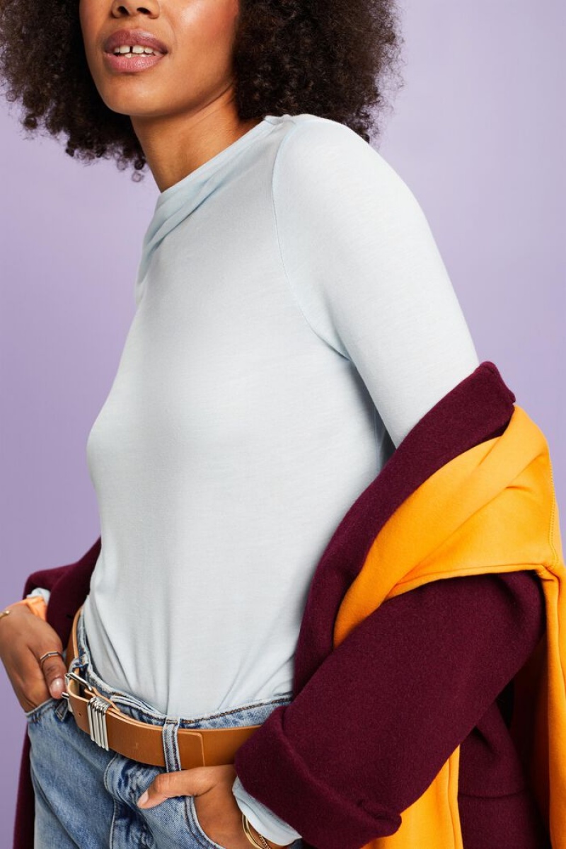 Dámské Topy Esprit Jersey Waterfall Longsleeve Blankyt | ZCH042873