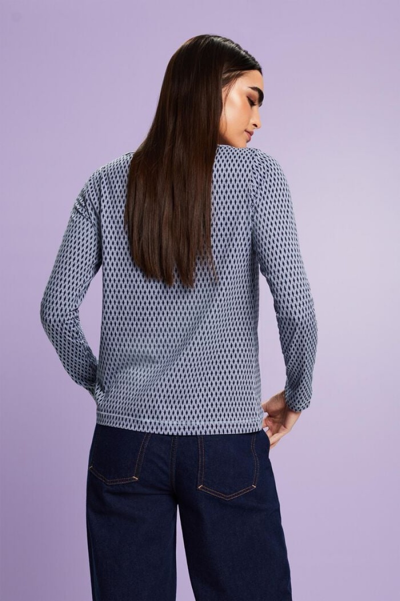 Dámské Topy Esprit Printed Longsleeve Světle Blankyt Levandule | JIZ376591