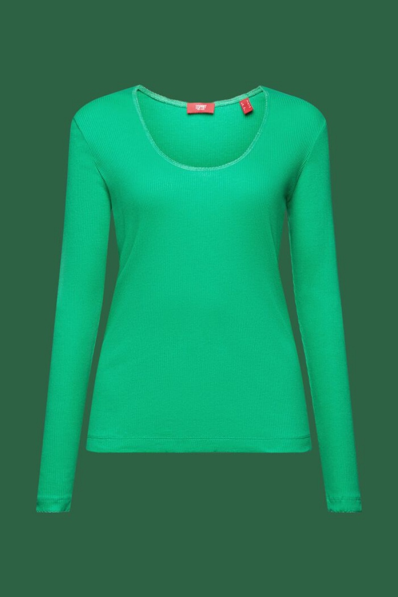 Dámské Topy Esprit Rib-knit Longsleeve Zelene | HJM467982