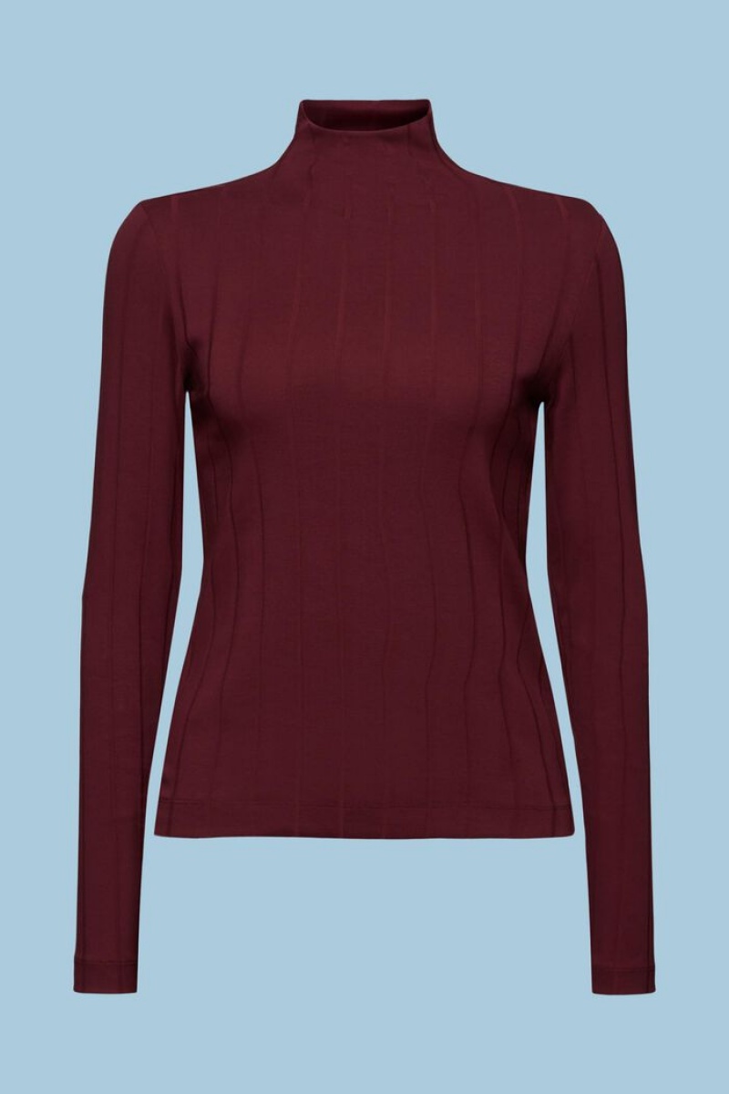 Dámské Topy Esprit Žebrovaný Turtleneck Vínové Červené | BTC319620