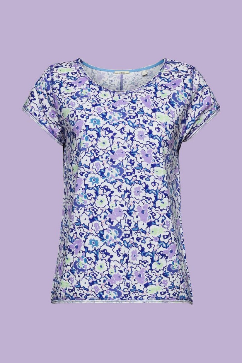 Dámské Tričko Esprit Print Rolled Edge Bílé | EBO384769