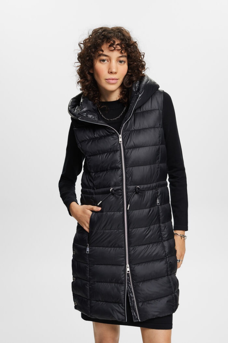Dámské Vesta Esprit Prošívaný Longline Černé | GXB738925