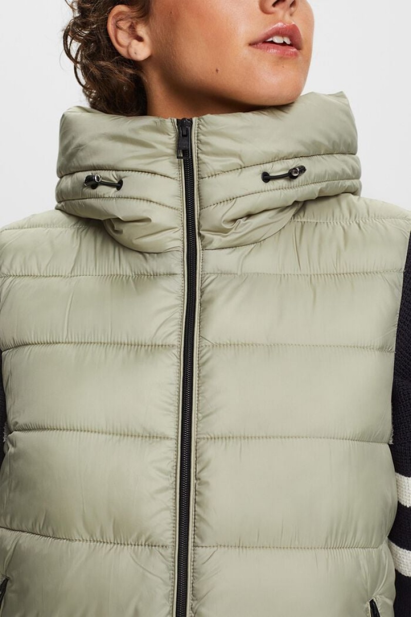 Dámské Vesta Esprit Prošívaný Puffer Zelene | SUF487639