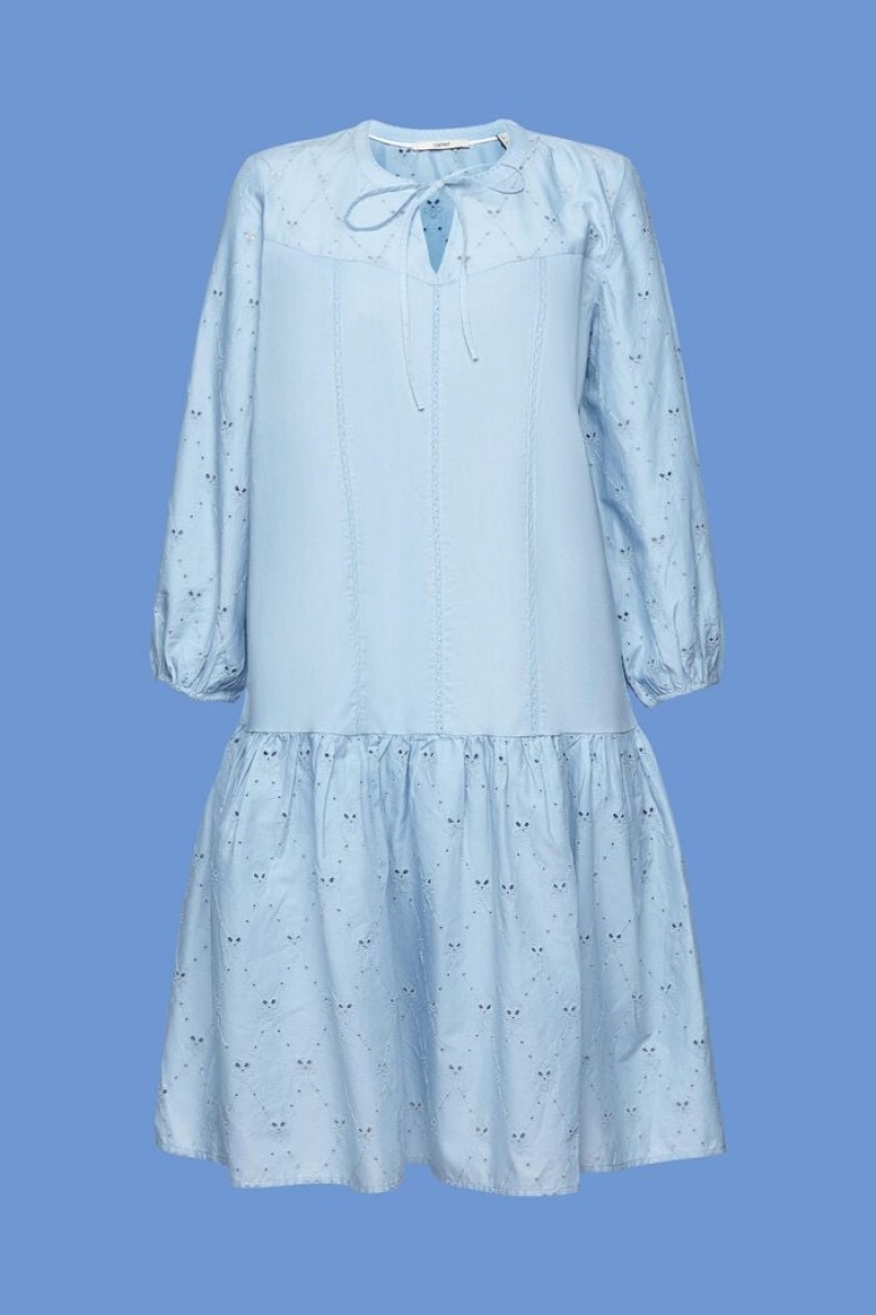 Dámské Šaty Esprit Embroidered,100% Bavlněné Světle Blankyt Levandule | WEQ978120