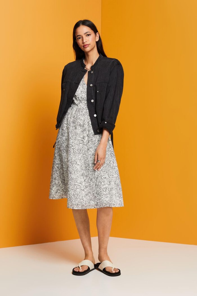 Dámské Šaty Esprit Light Woven Bílé Černé | LCB936845
