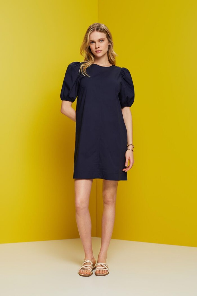 Dámské Šaty Esprit Poplin Mini Tmavě Blankyt | IXF517643