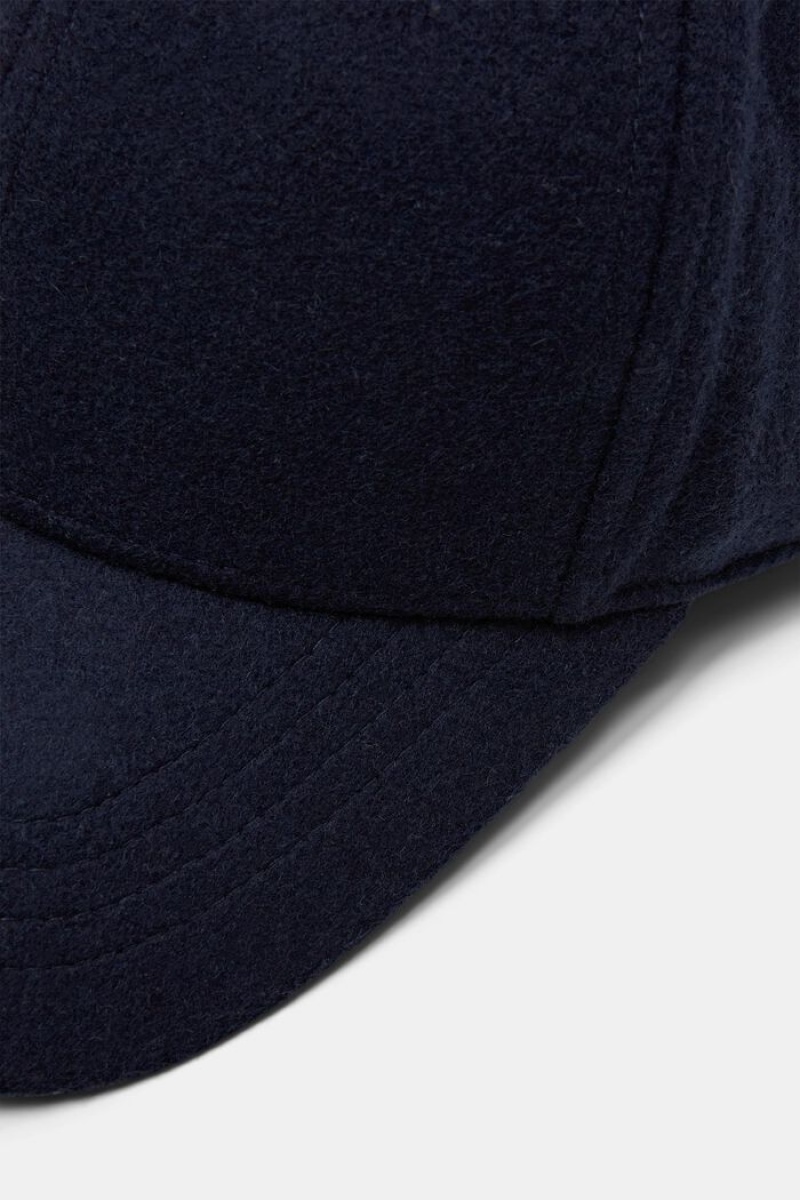 Dámské Čepice Esprit Vlna Blend Felt Baseball Tmavě Blankyt | FEV047823