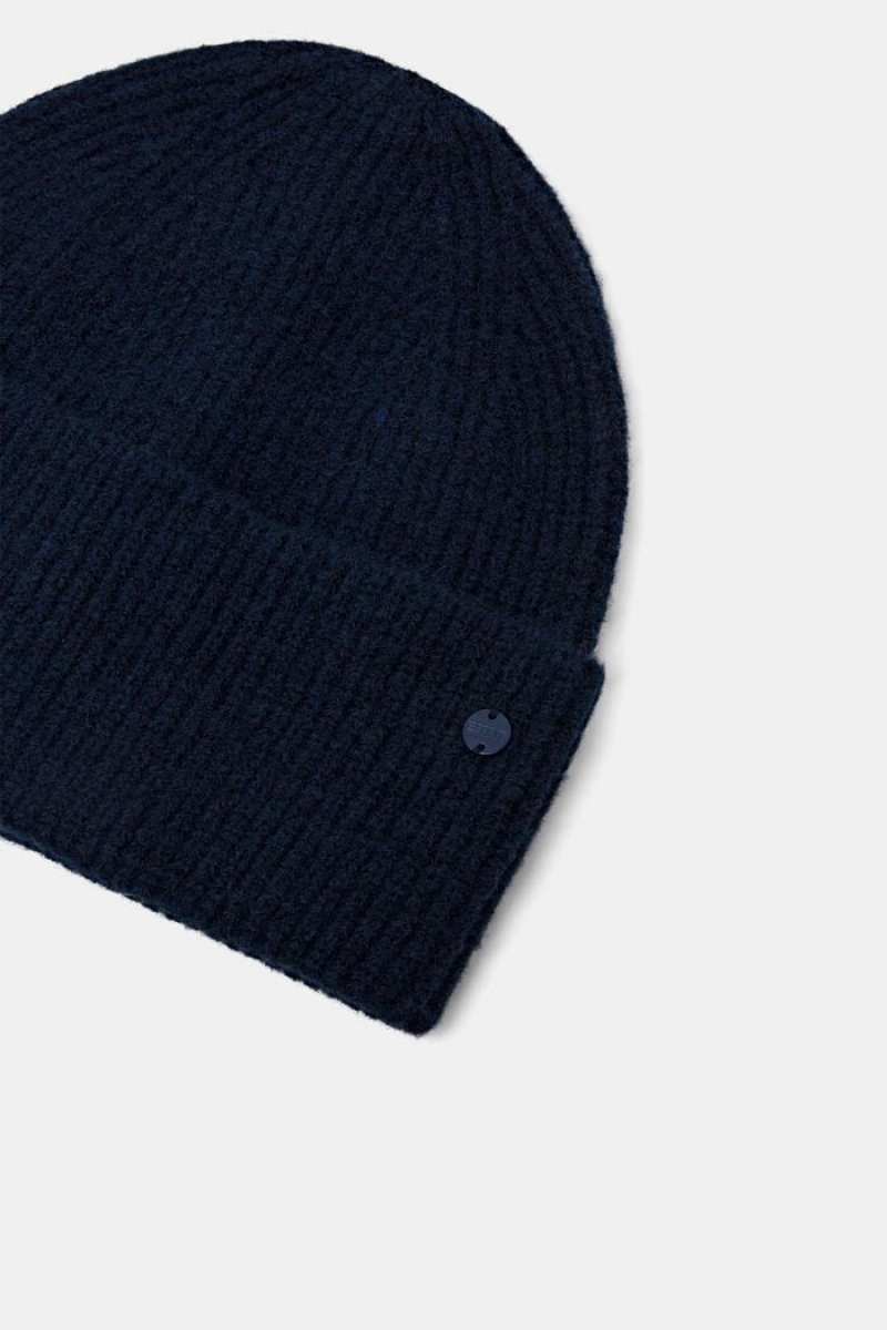 Dámské Čepice Esprit Žebrovaný-knit Tmavě Blankyt | UDF423605