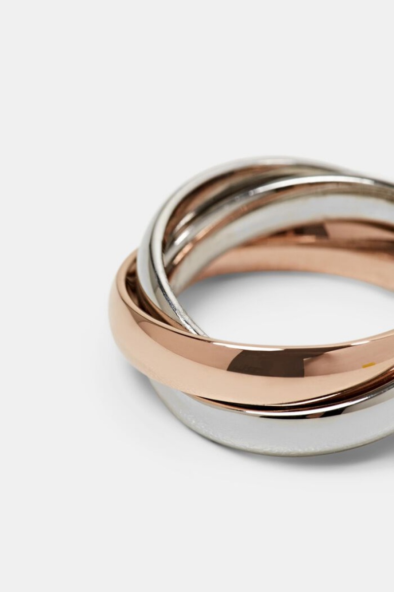 Dámské Šperky Esprit Stainless Steel Trio Ring Růžové Zlaté | DSL314509