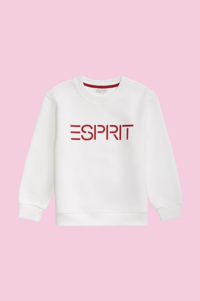Dětské Mikiny Esprit Logo Crewneck Bílé | ERU239176