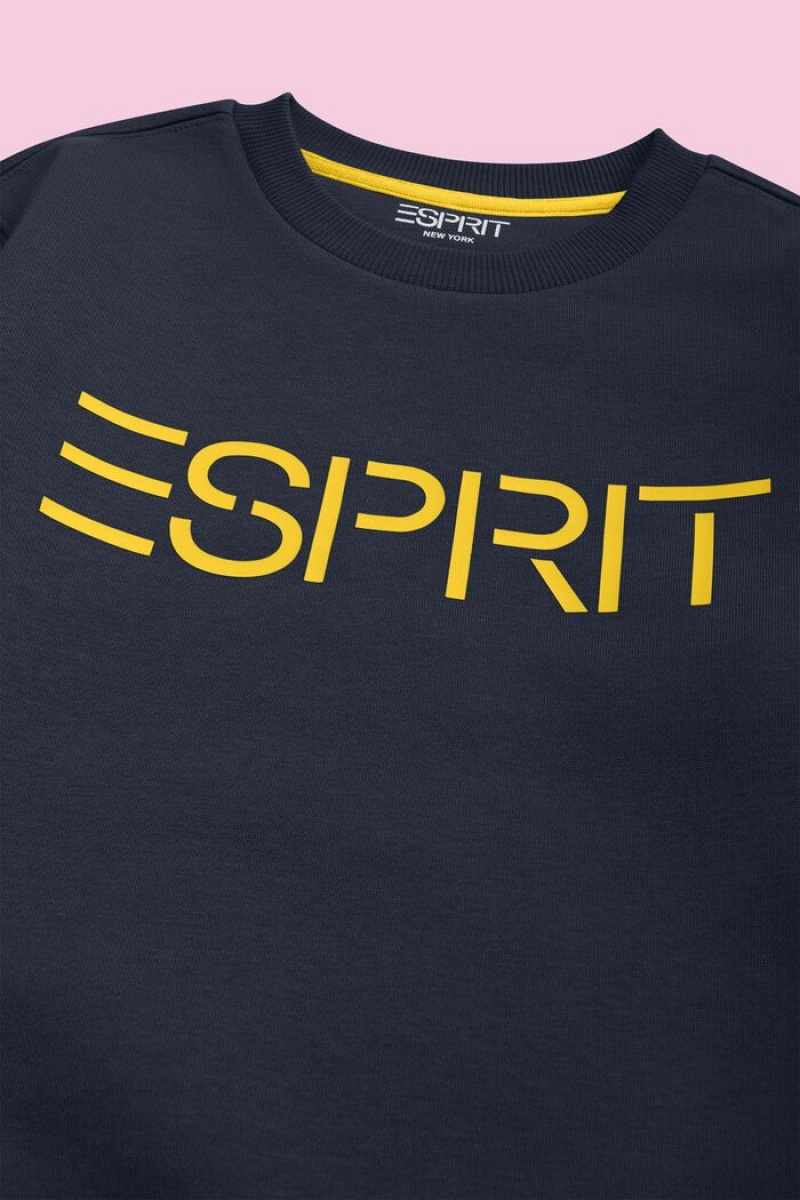 Dětské Mikiny Esprit Logo Crewneck Tmavě Blankyt | DXQ639278
