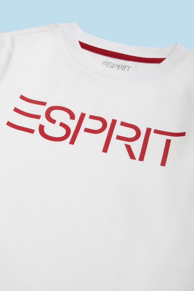 Dětské Tričko Esprit Organic Bavlněné Logo Bílé | VFZ827064