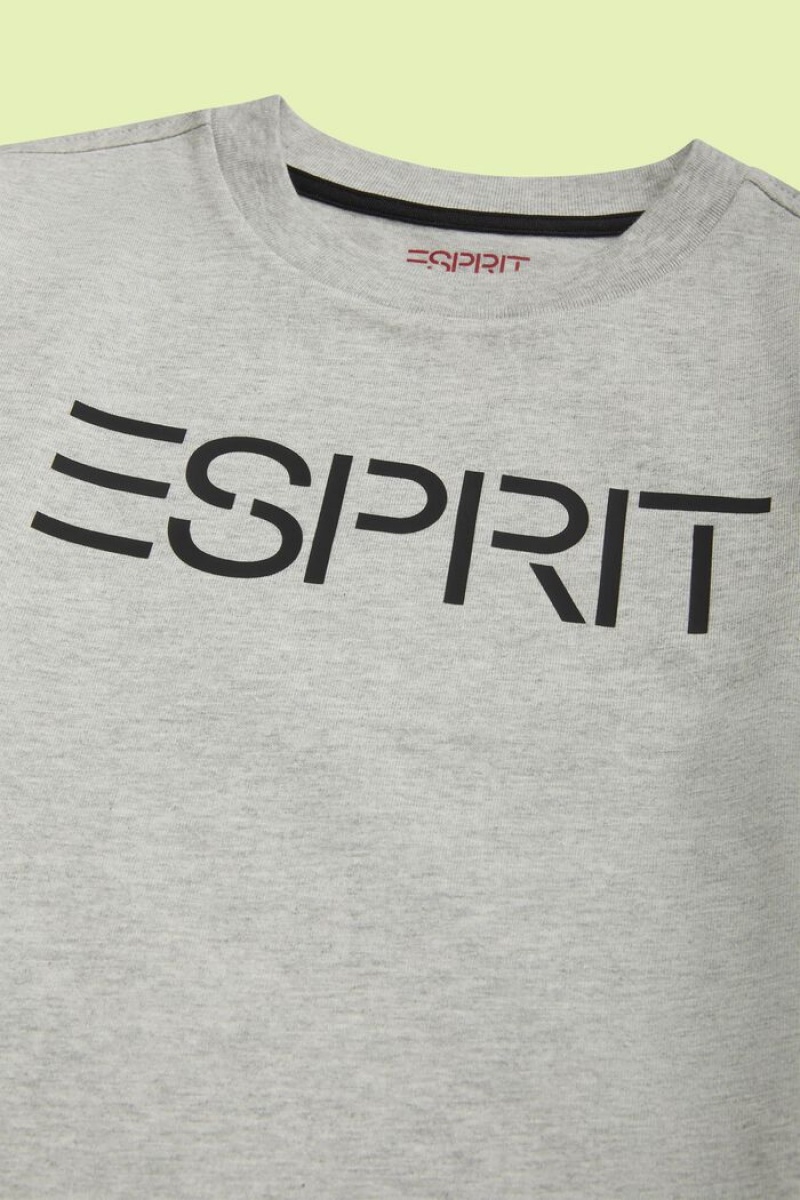 Dětské Tričko Esprit Organic Bavlněné Logo Světle Šedé | LAX736250