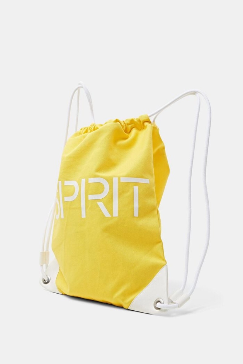 Pánské Batohy Esprit Bavlněné Platene Logo Drawstring Žluté | QHO956187