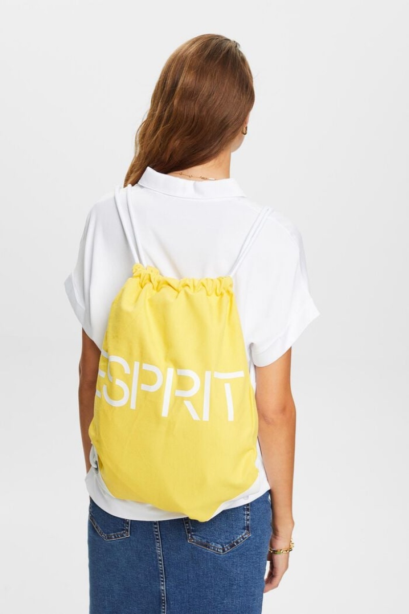 Pánské Batohy Esprit Bavlněné Platene Logo Drawstring Žluté | QHO956187