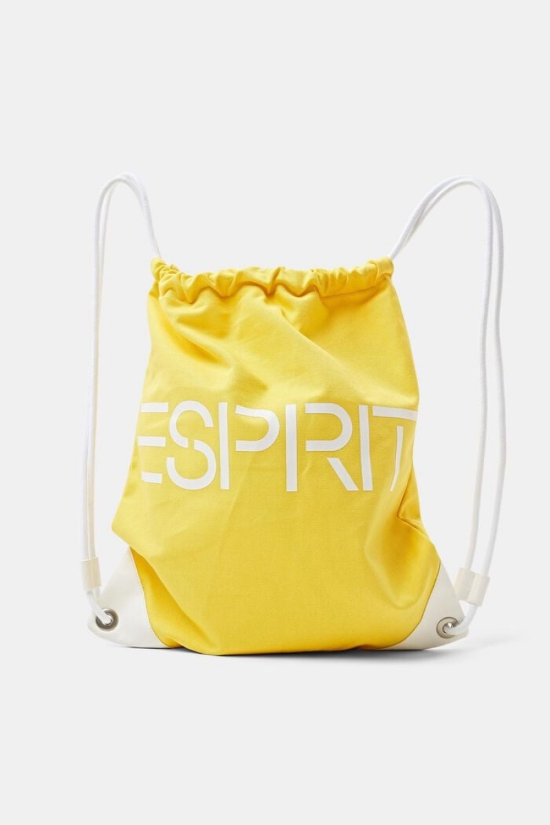 Pánské Batohy Esprit Bavlněné Platene Logo Drawstring Žluté | QHO956187