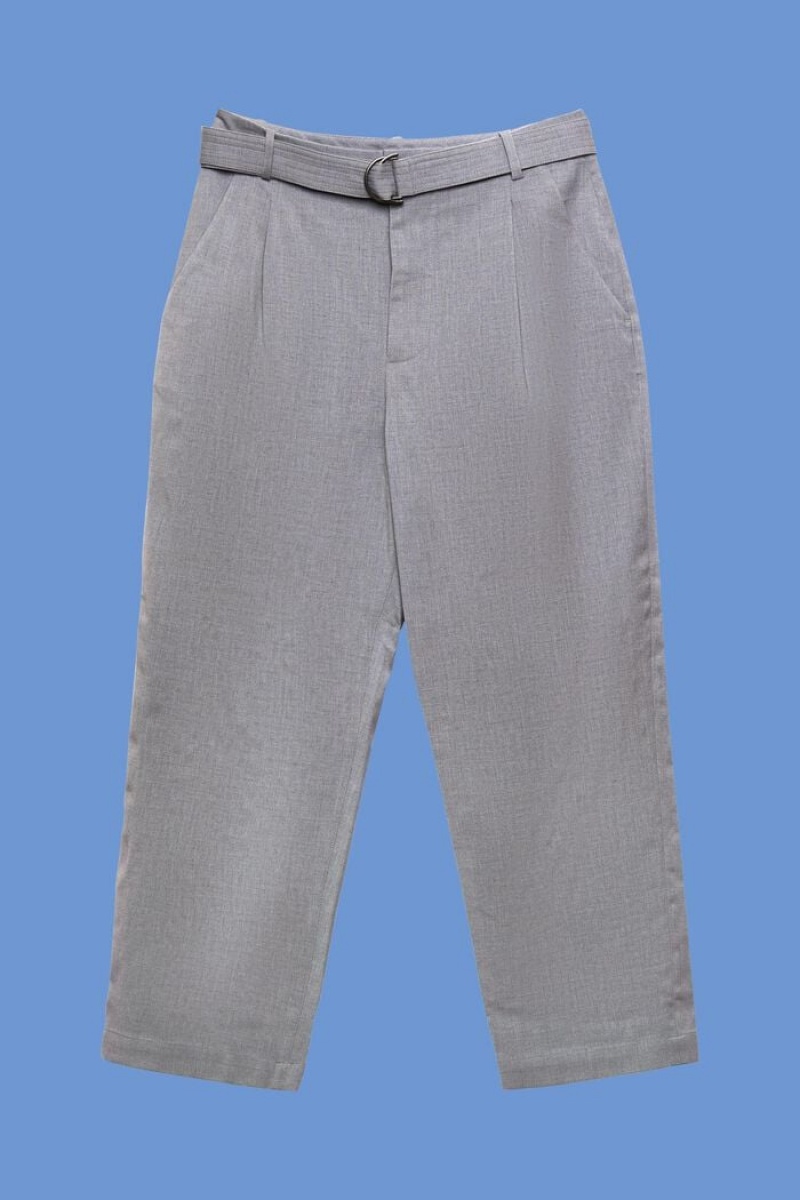Pánské Blejzry Esprit Belted Široké Leg,Vlna Blend Světle Šedé | ZID087296