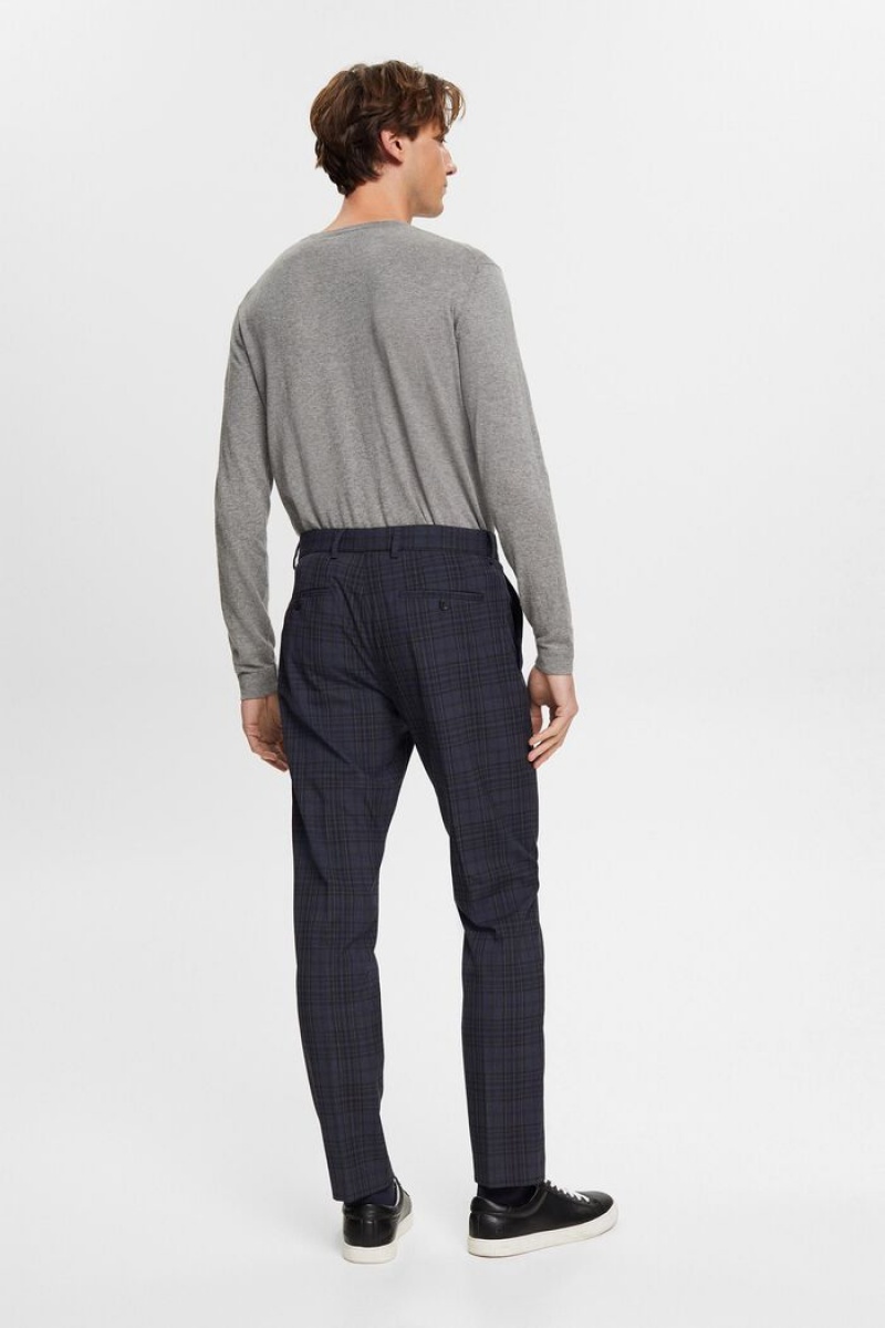 Pánské Blejzry Esprit Checkered Tmavě Blankyt | TWZ247081