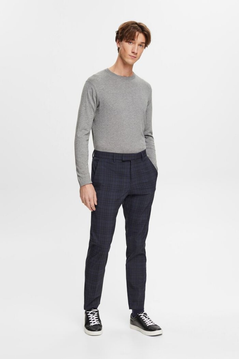 Pánské Blejzry Esprit Checkered Tmavě Blankyt | TWZ247081