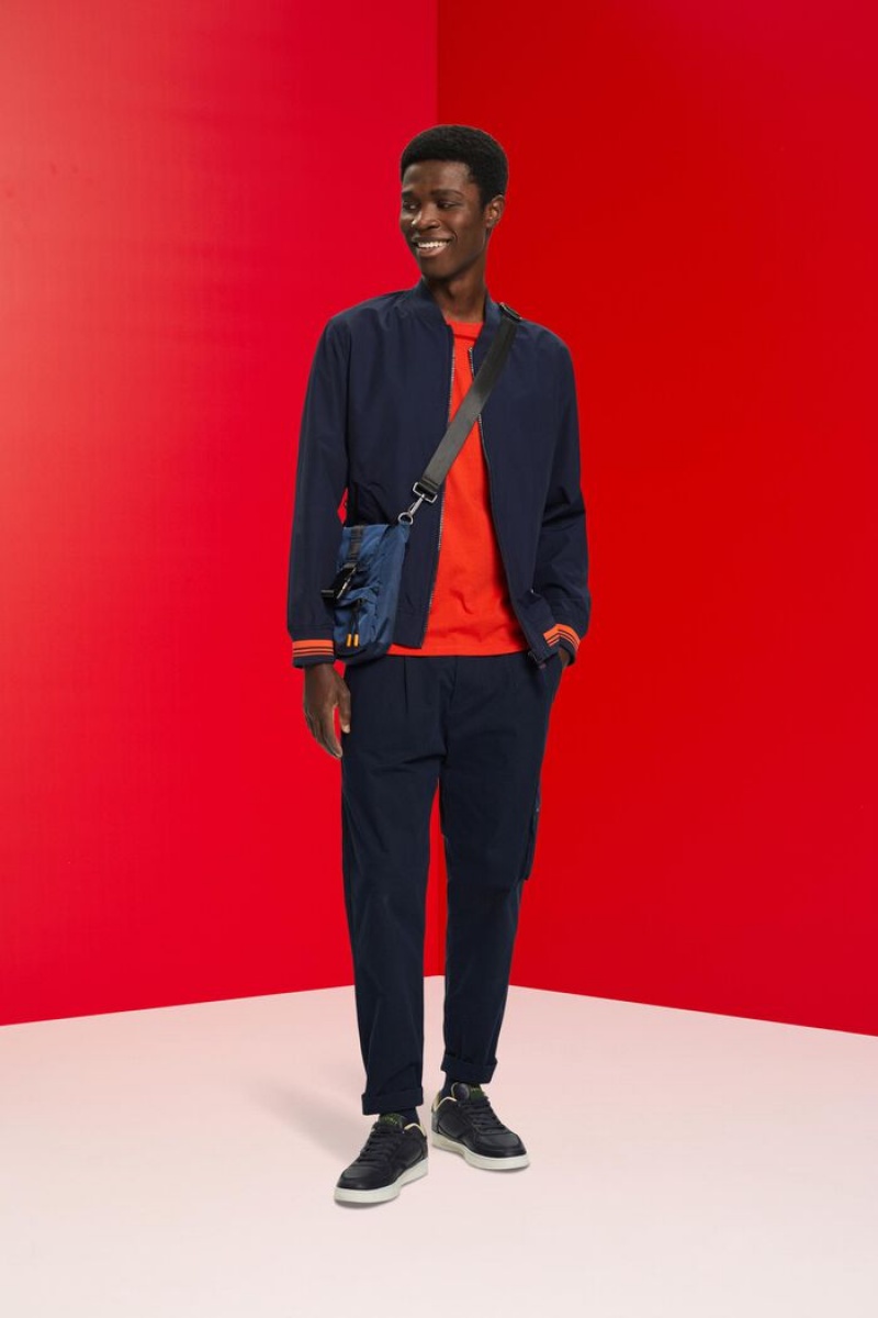 Pánské Bundy Esprit Bomber-style Blouson Tmavě Blankyt | QRF591637