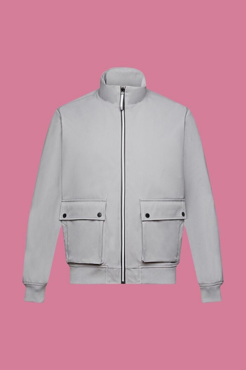 Pánské Bundy Esprit Herringbone Softshell Šedé | ETP816975