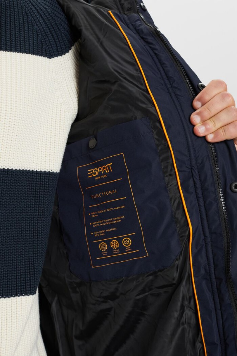 Pánské Bundy Esprit Prošívaný Puffer Tmavě Blankyt | VNS426897