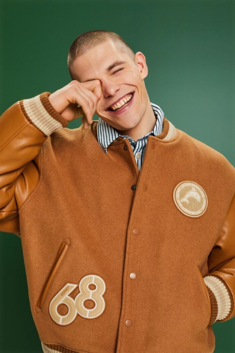 Pánské Bundy Esprit Varsity Hnědé | RFA354690