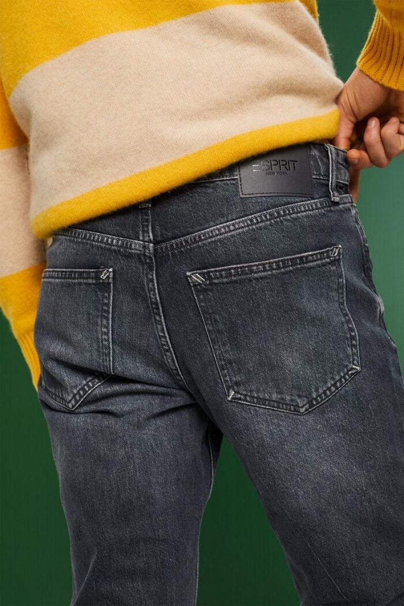 Pánské Džíny Esprit Mid-rise Retro Rovný Černé | IDE274031