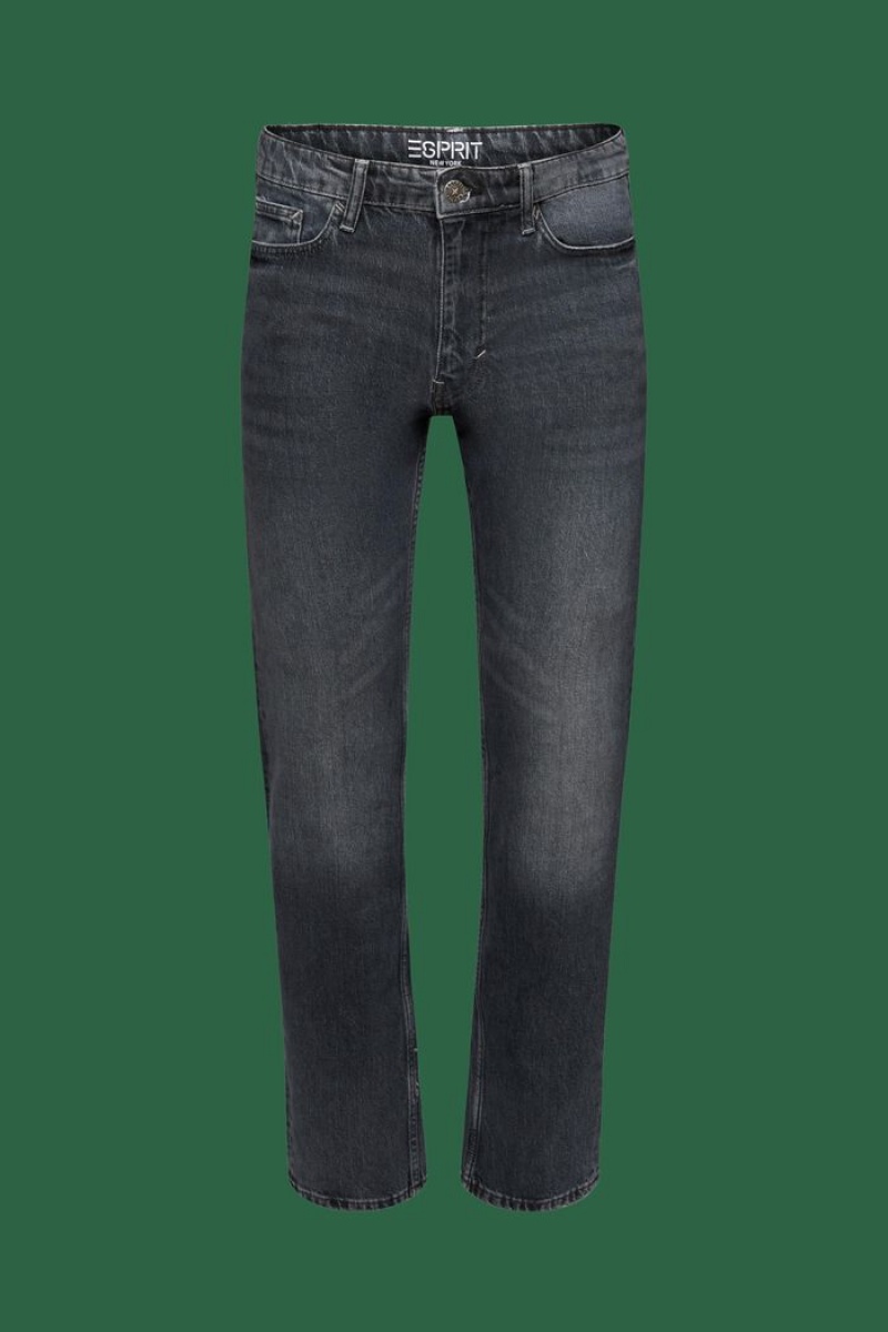 Pánské Džíny Esprit Mid-rise Retro Rovný Černé | IDE274031