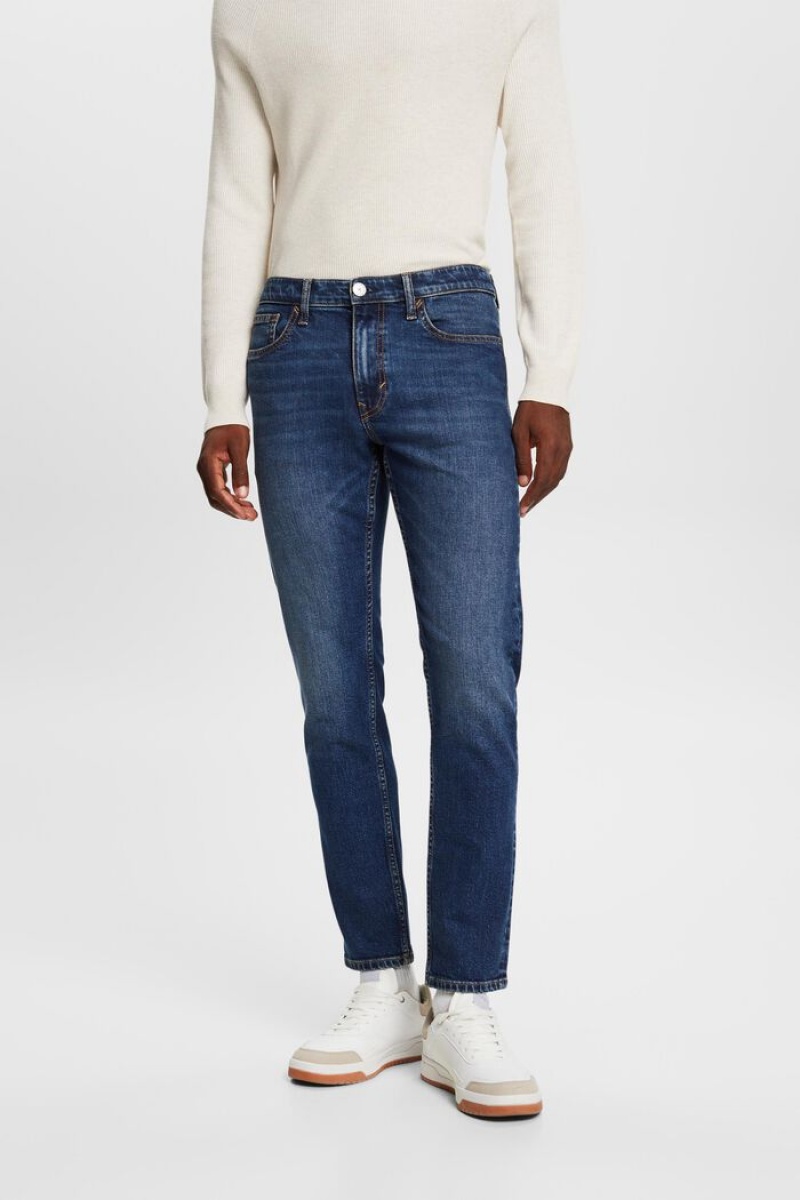 Pánské Džíny Esprit Mid-rise Slim Blankyt Tmavě | MYL014597