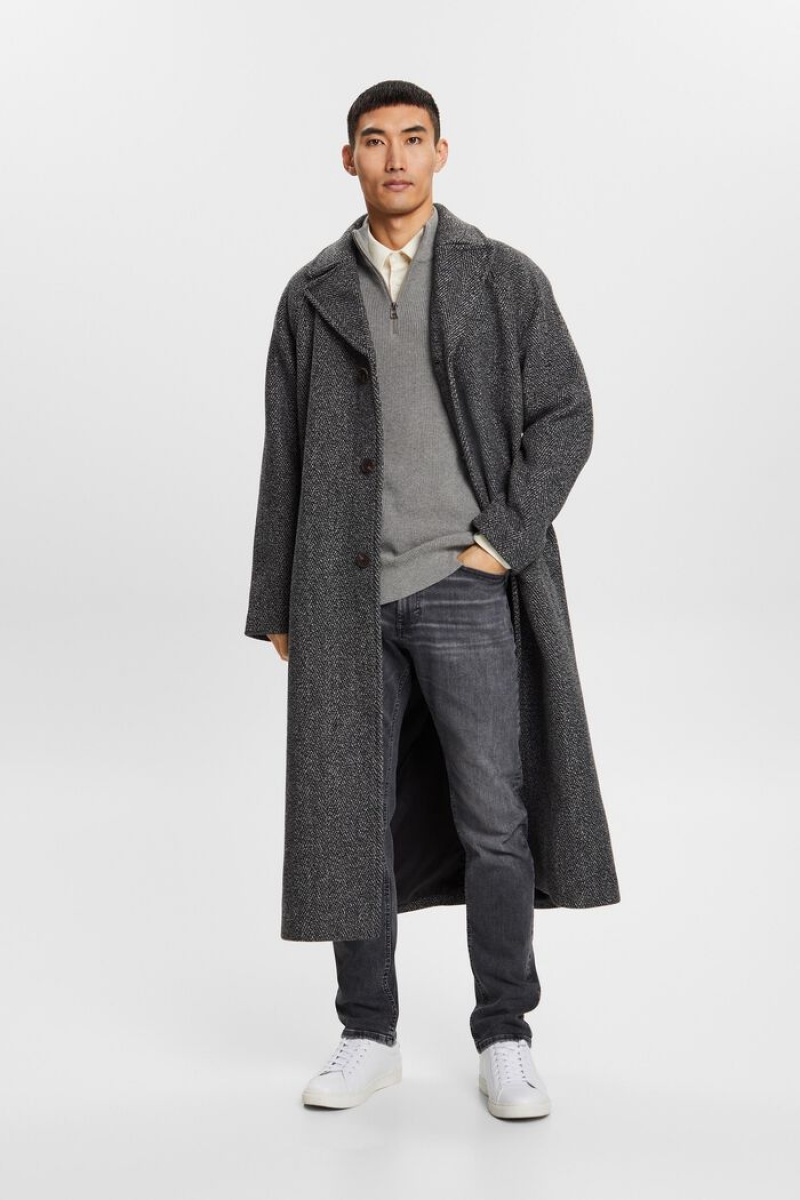 Pánské Džíny Esprit Mid-rise Slim Černé Tmavě | HCK529780