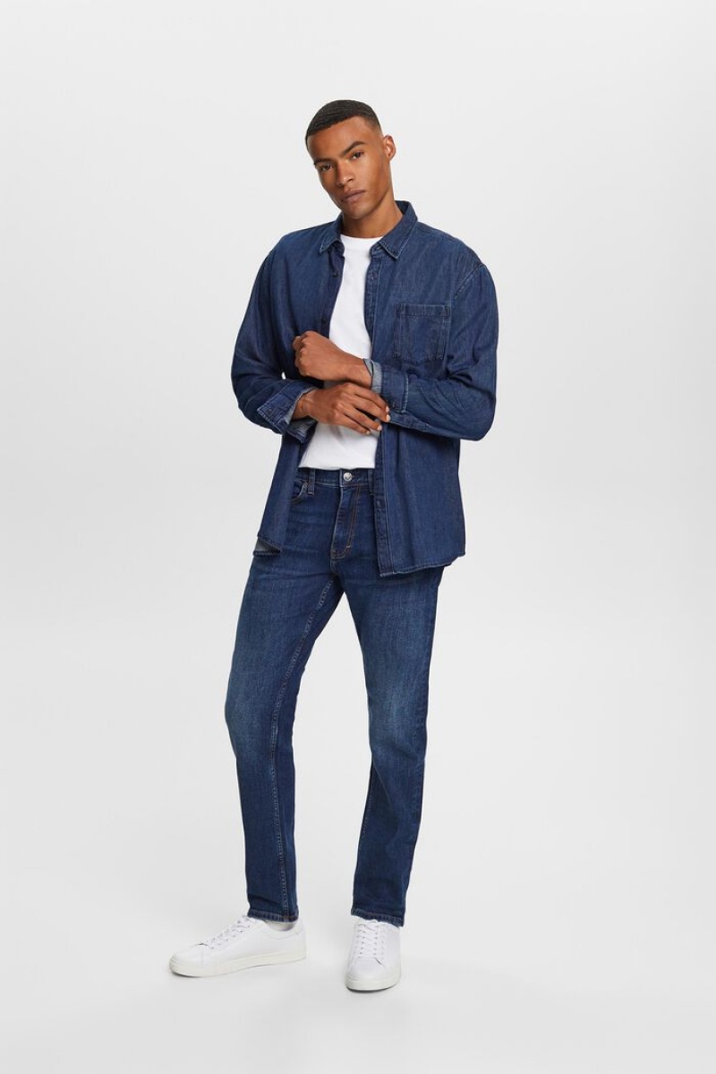 Pánské Džíny Esprit Slim Fit Stretch Blankyt Světle | OXQ719468