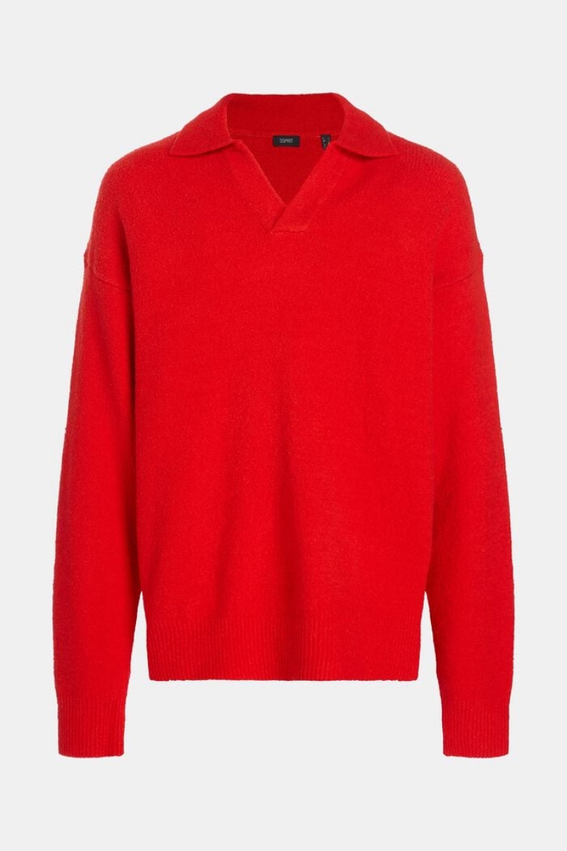 Pánské Jumpers Esprit Jumper With A Collar Červené | GEW367492