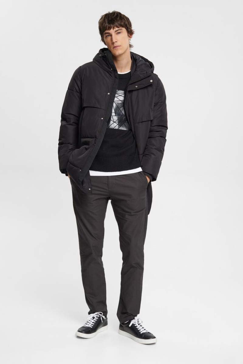 Pánské Jumpers Esprit Jumper With Print Černé | XCG072986