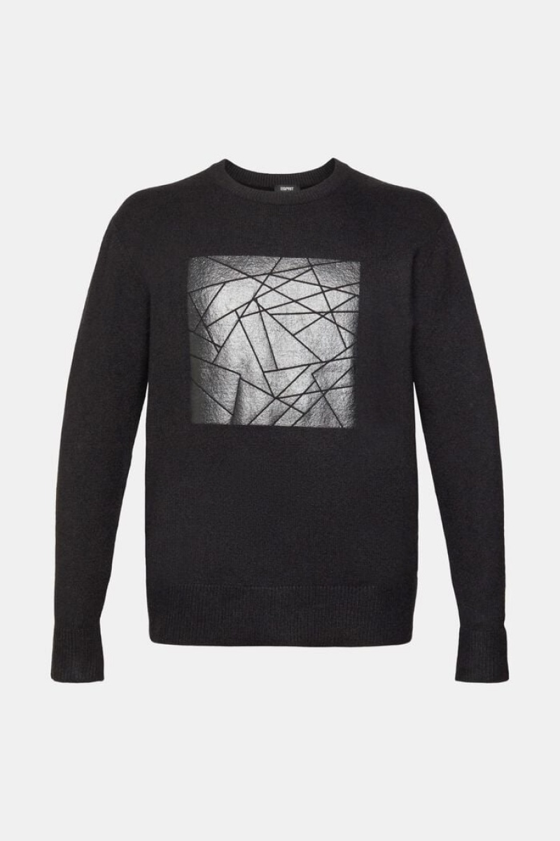 Pánské Jumpers Esprit Jumper With Print Černé | XCG072986