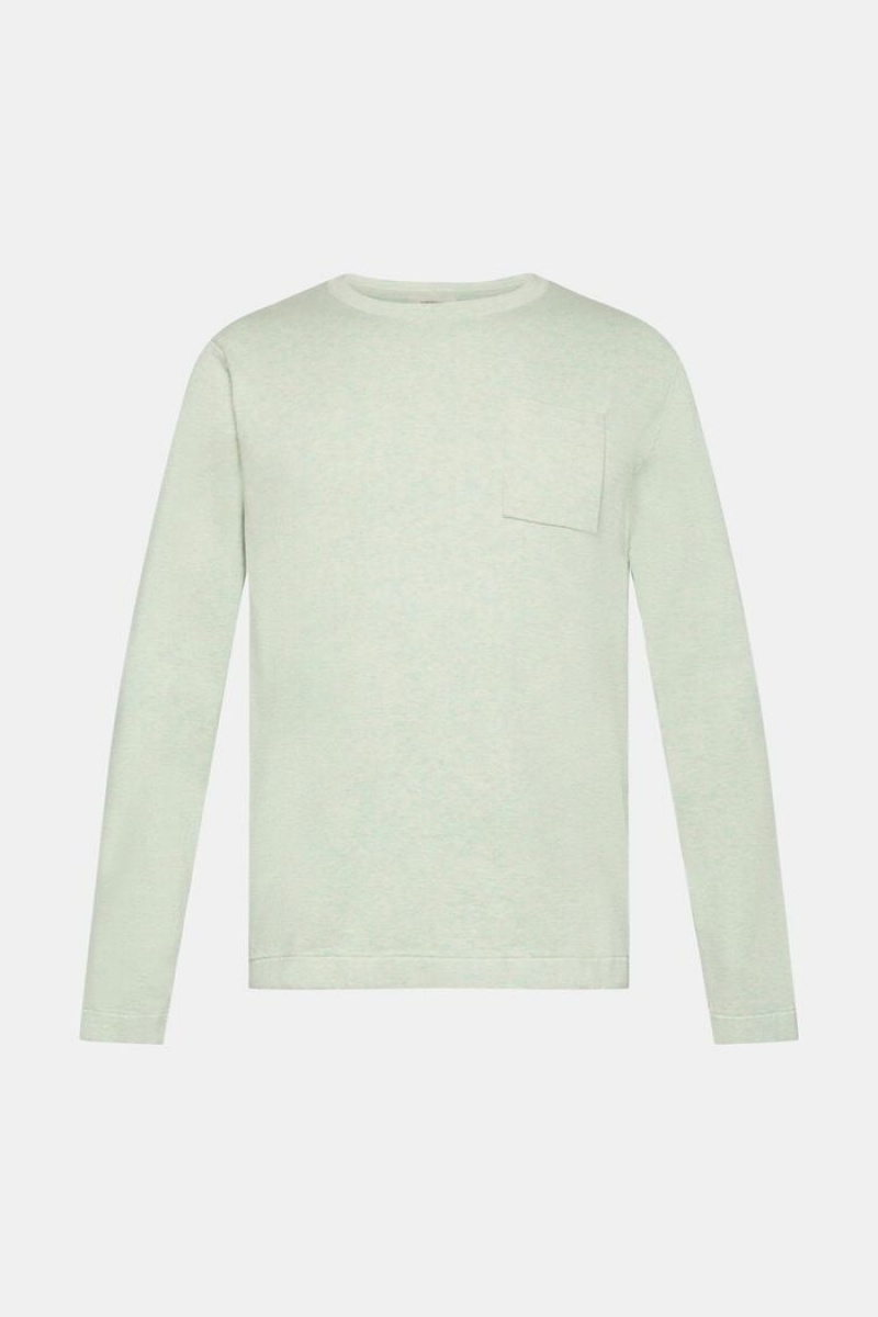 Pánské Jumpers Esprit Pletené With Chest Pocket Světle Tyrkysové Zelene | UVW146903