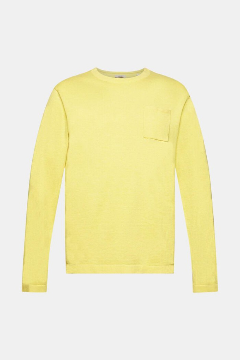 Pánské Jumpers Esprit Pletené With Chest Pocket Světle Žluté | YJH532497