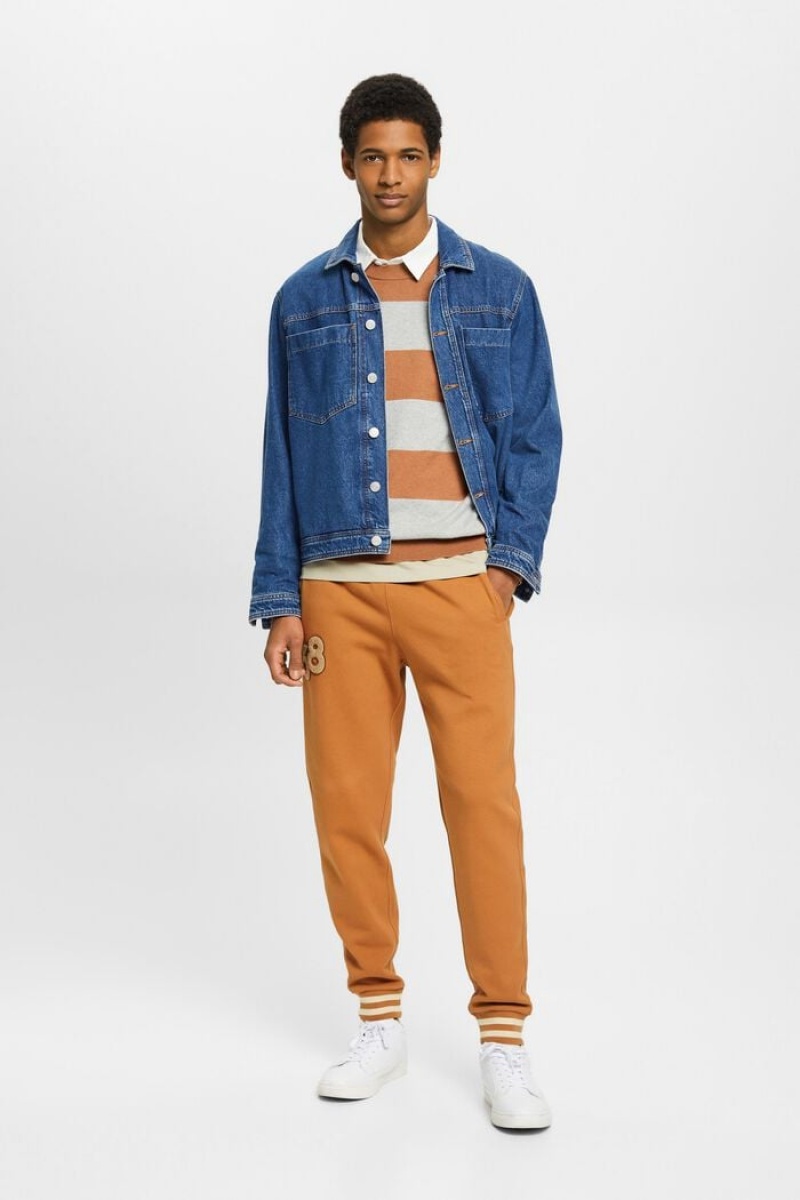 Pánské Jumpers Esprit Pruhovaný Knit With Cashmere Bílé Oranžové | JNG567390