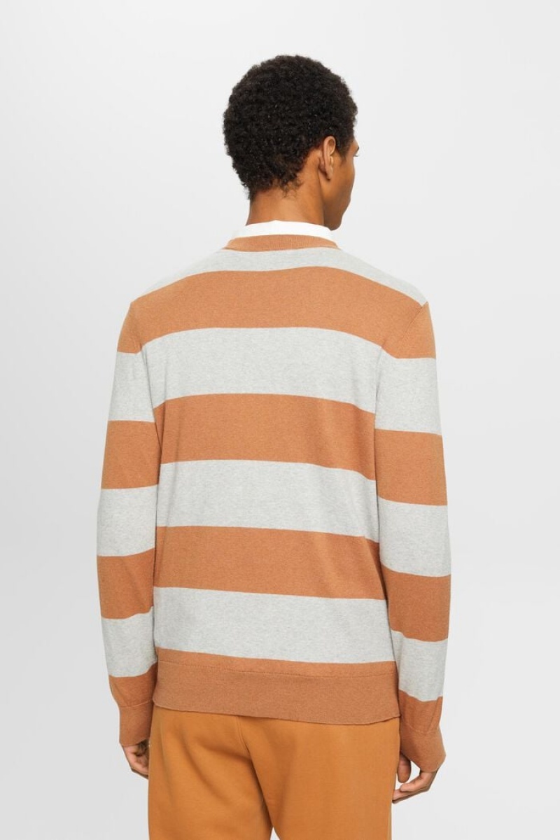 Pánské Jumpers Esprit Pruhovaný Knit With Cashmere Bílé Oranžové | JNG567390